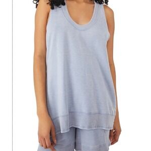 Intimately FP Blue Cozy Girl V-Neck Split Hem Tank Womens M Lounge Sleep Chill